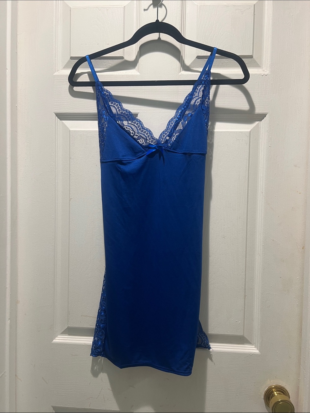 Lace-Trim Chemise Slip in Royal Blue - Women Intimates & Sleepwear